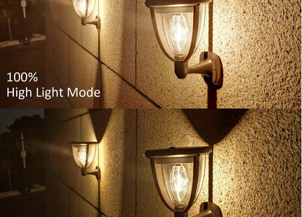 Outdoor Decor Lamp Fixture Wall Mount LED Waterproof Solar Brown 2Pcs