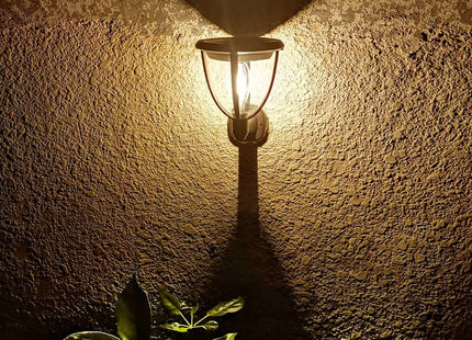 Outdoor Decor Lamp Fixture Wall Mount LED Waterproof Solar Brown 2Pcs