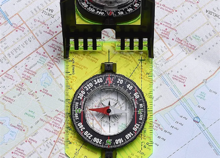 MAP COMPASS AND PROTRACTOR GREEN ACRYLIC