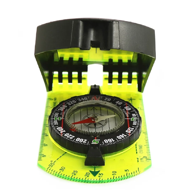 MAP COMPASS AND PROTRACTOR GREEN ACRYLIC