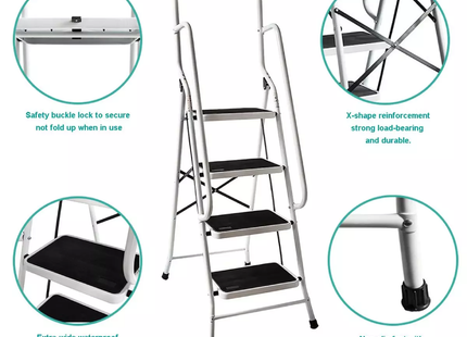 White ladder, 5 wide steps