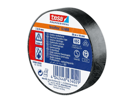 TESA PROFESSIONAL PVC INSULATING TAPE BLACK 19 MM X 20 M