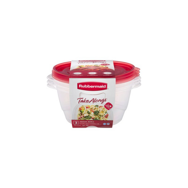 RUBBERMAID TAKEALONGS DEEP BOWL FOOD STORAGE CONTAINER -1.4L/3PACK