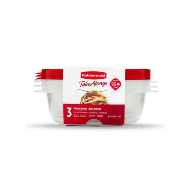 RUBBERMAID 1.18L BOWL FOOD STORAGE CONTAINER SET /3 PACKS