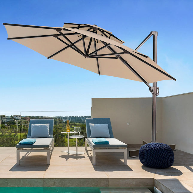 Outdoor umbrella for garden and patio with 3 meter base