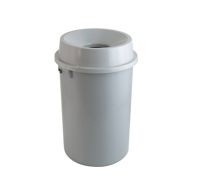 Gray plastic waste pail, capacity 60 liters, 68 * 45 cm