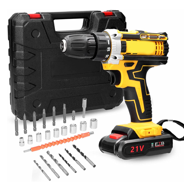 CORDLESS DRIVER DRILL WITH TOOLS 21V