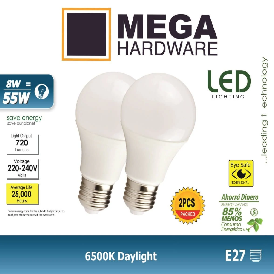 Mega Daylight LED Bulb 8W || لمبة ليد 8واط