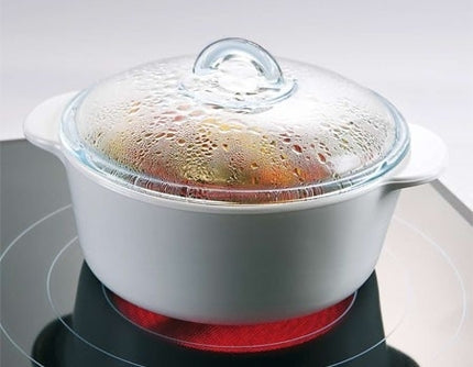 طنجرة خزفي مع غطاء زجاج بيركس 1 لتر