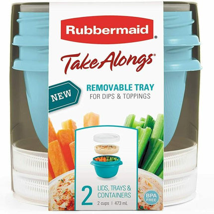 RUBBERMAID TAKEALONG MEDIUM TWIST&SEAL W/INSERTYTRAY FOOD CONTAINER 473ML - 2PACK