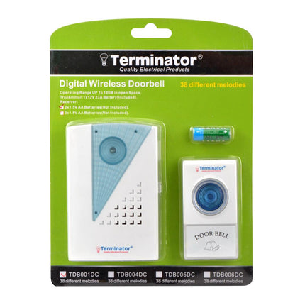 TERMINATOR DOOR BELL DIGITAL WIRELESS WITH 38 MELODIES DC