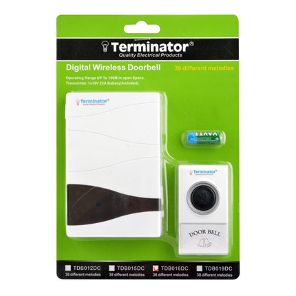 TERMINATOR DOOR BELL DIGITAL WIRELESS WITH 38 MELODIES DC