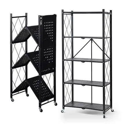 Foldable Metal Storage Rack With Wheels