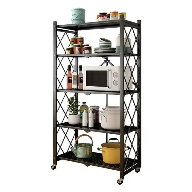 Foldable Metal Storage Rack With Wheels