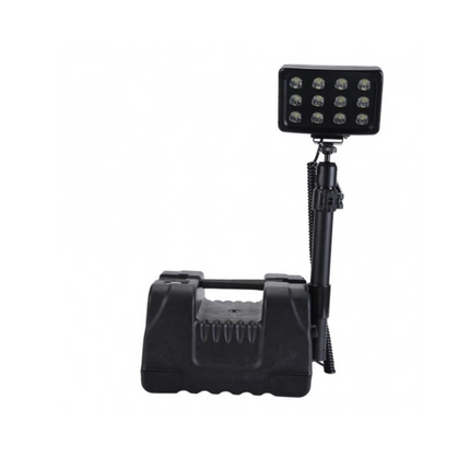 36-WATT RECHARGEABLE LED FLASHLIGHT FOR WORKPLACES, 12-VOLT 10-AMP LITHIUM BATTERY