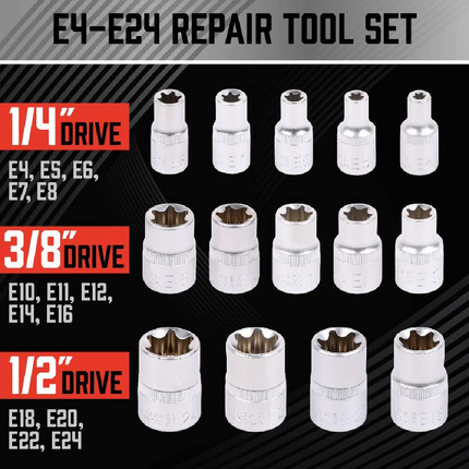 JETECH 41PC METRIC 1/4" DR SOCKET SET