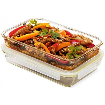 KOMAX OVEN GLASS RECTANGULAR FOOD STORAGE CONTAINER -1.9L