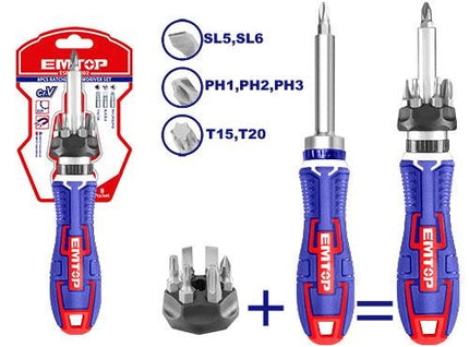 EMTOP RATCHET SCREWDRIVER SET 8PCS