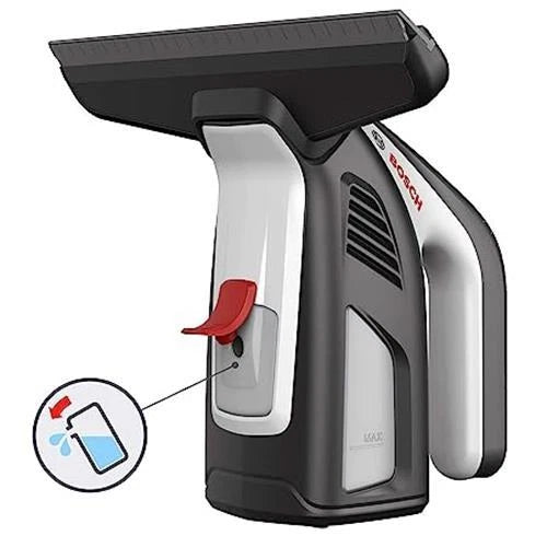 Battery-powered handheld window vacuum