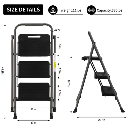 سلم 3 درجات قابل لطي مع مانع انزلاق