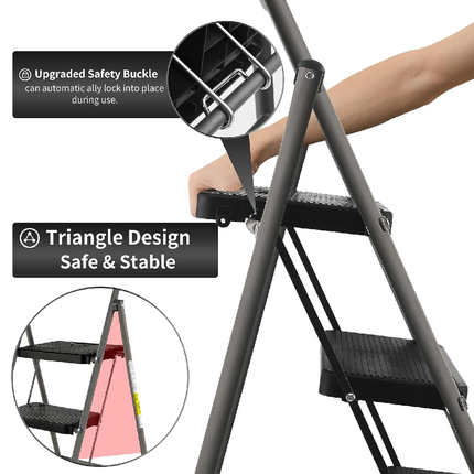 سلم 3 درجات قابل لطي مع مانع انزلاق
