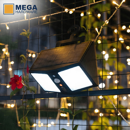 كشاف جداري يعمل بالطاقة الشمسية مع جهاز تحكم - أبيض