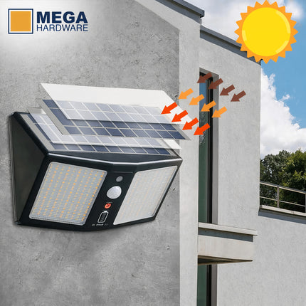 كشاف جداري يعمل بالطاقة الشمسية مع جهاز تحكم - أبيض