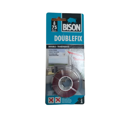 دبل فيس مزدوج من بايسون 1.5 متر * 19 ملم - شفاف
