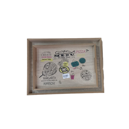 طقم صواني ضيافة خشب من بامبو