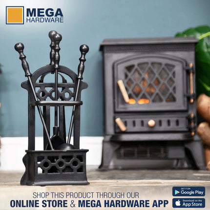 إكسسوارات المدفأة بمقبض ذهبي - 5 قطع