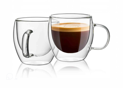 Double Wall Insulated Glass Mugs with Handle
