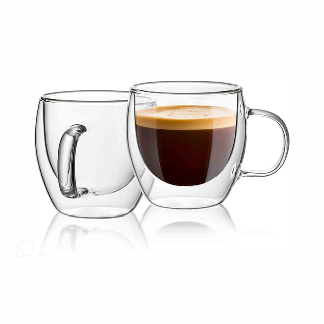 Double Wall Insulated Glass Mugs with Handle