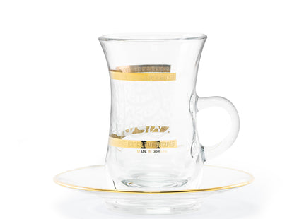 Glass Tea glass+saucer set 12pcs Lulu Gold