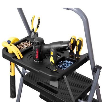 سلم 4 درجات مع مانع إنزلاق و حاملة للعدد