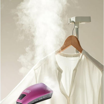 مكواة بخار رقمية بلاك اند ديكر محمولة للملابس بقدرة 1600 واط بلون اسود