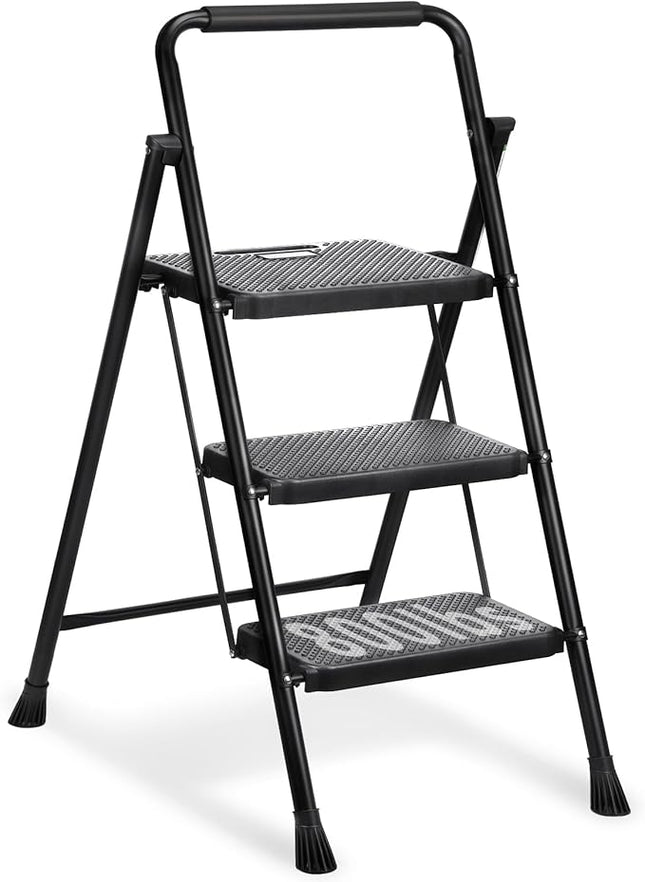 3-step ladder, black color