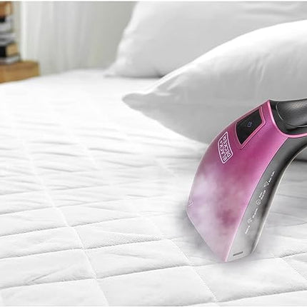 مكواة بخار رقمية بلاك اند ديكر محمولة للملابس بقدرة 1600 واط بلون اسود