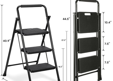 3-step ladder, black color