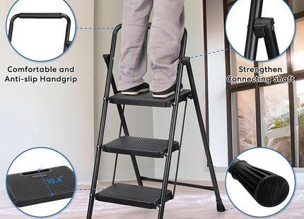 3-step ladder, black color