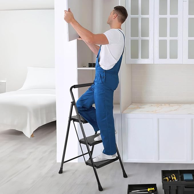 3-step ladder, black color – Mega Hardware