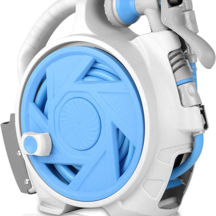 Retractable garden water hose reel with 7 water spray patterns 