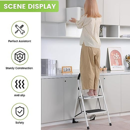 سلم درجتين متعدد الإستخدامات - أبيض