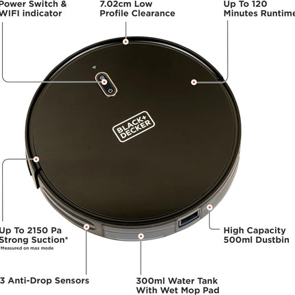 مكنسة كهربائية روبوتية من بلاك اند ديكر 14.4فولت