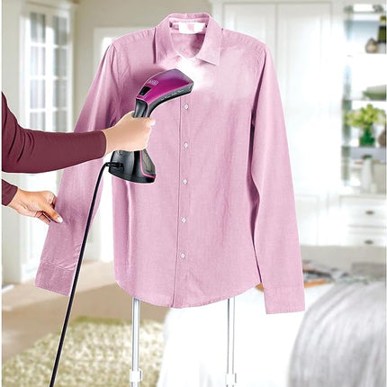 مكواة بخار رقمية بلاك اند ديكر محمولة للملابس بقدرة 1600 واط بلون اسود