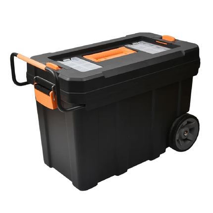 HIGH QUALITY 23'' STACKABLE PLASTIC MOBILE TOOL BOX WITH WHEELS TOOL TROLLEY SET