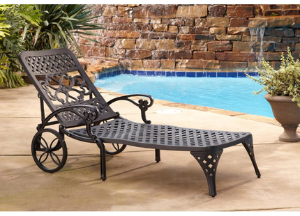 HOMESTYLES OUTDOOR CHAISE LOUNGE, BLACK