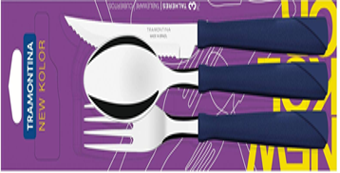 TRAMONTINA 3 PC. TABLEWARE SET NEW KOLOR DARK BLUE