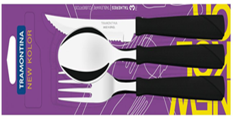 TRAMONTINA 3 PC. TABLEWARE SET NEW KOLOR BLACK