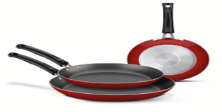 TRA 3PCS FRYING PANS SET RED (20CM+24CM+26CM)