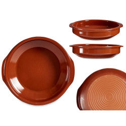 Arte Regal Brown Clay Round Deep Plate with Handle 38 cm / 99497